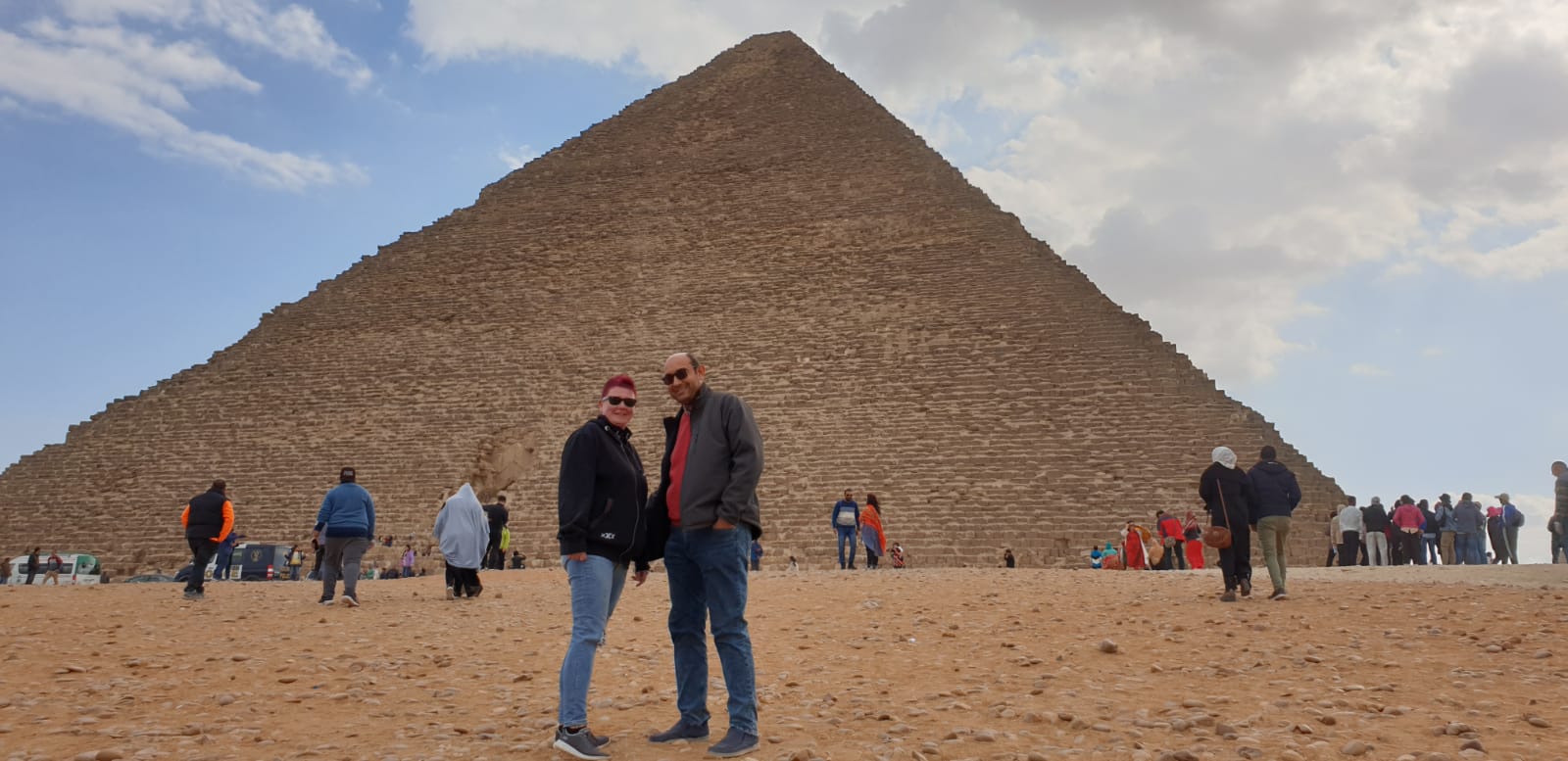 Travelers at the Great Pyramid of Giza