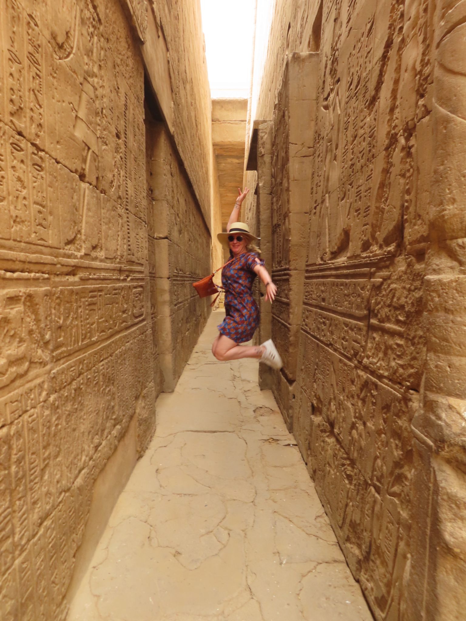 A beautiful women Jumping in Edfu Temple